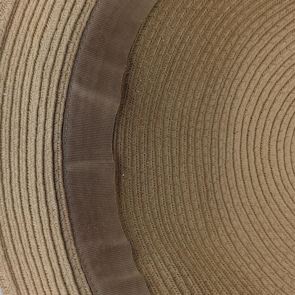 Expressions| Vintage Tan Straw Hat with Black Band - Picture 9 of 11